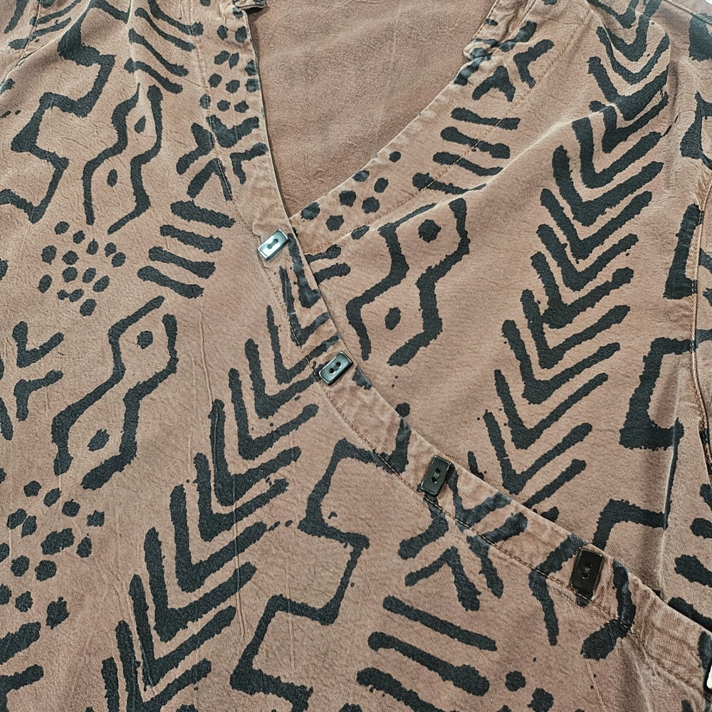 Tianello Soul of Africa Vintage Tribal Print Tencel Rayon Tunic  made in USA Med - Picture 6 of 11